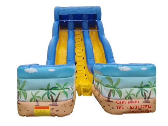 Toboggan gonflable double splash pour événements